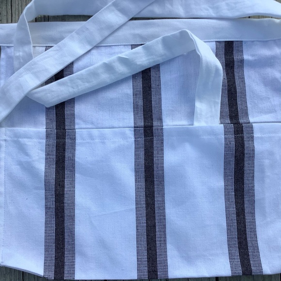 New POCKET White black stripe apron Teacher Vendor Waiter Workshop Kitchen Apron - Picture 6 of 8
